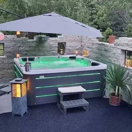 Factory price  LED  whirlpool jetted spa CE approved  acrylic massage hot tub above ground jacuzzier outdoor spa for 6 person