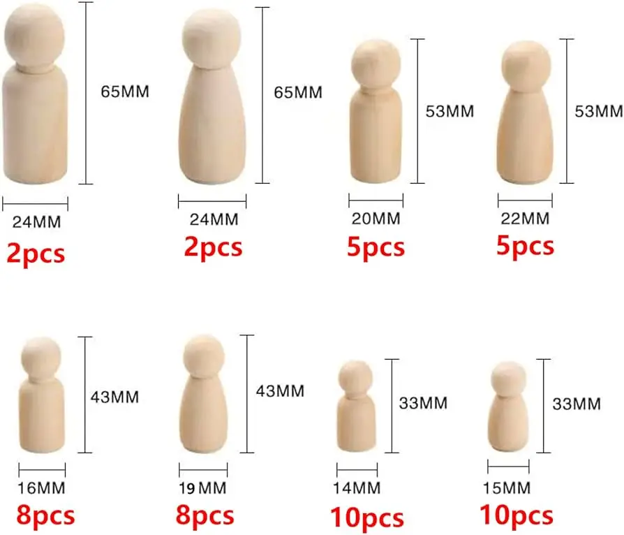 Vietnamese Wooden Doll - Eco-Friendly, Natural Wood, Safe for Kids, Perfect for Decor and Creative Play, Wholesale Price