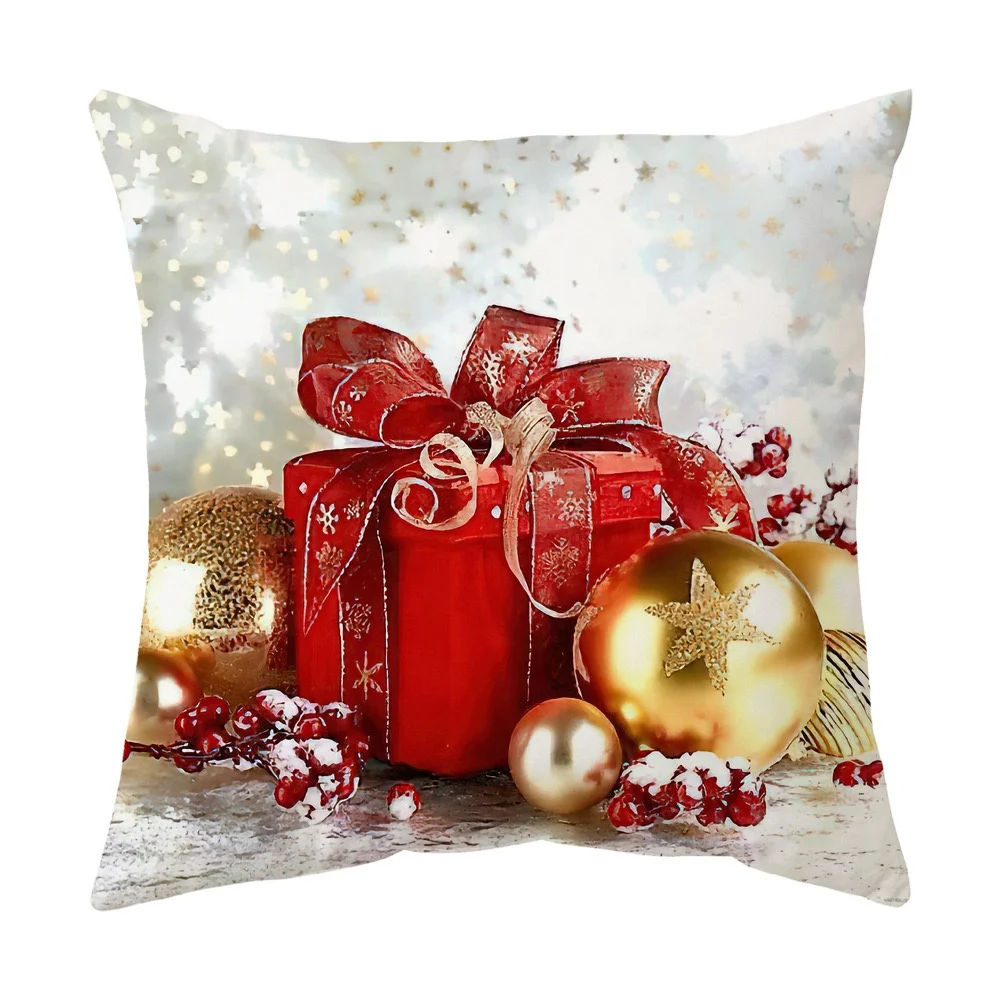 Sparkling red Santa Claus pillowcase sofa cushion home decoration printed pillowcase Merry Christmas gift