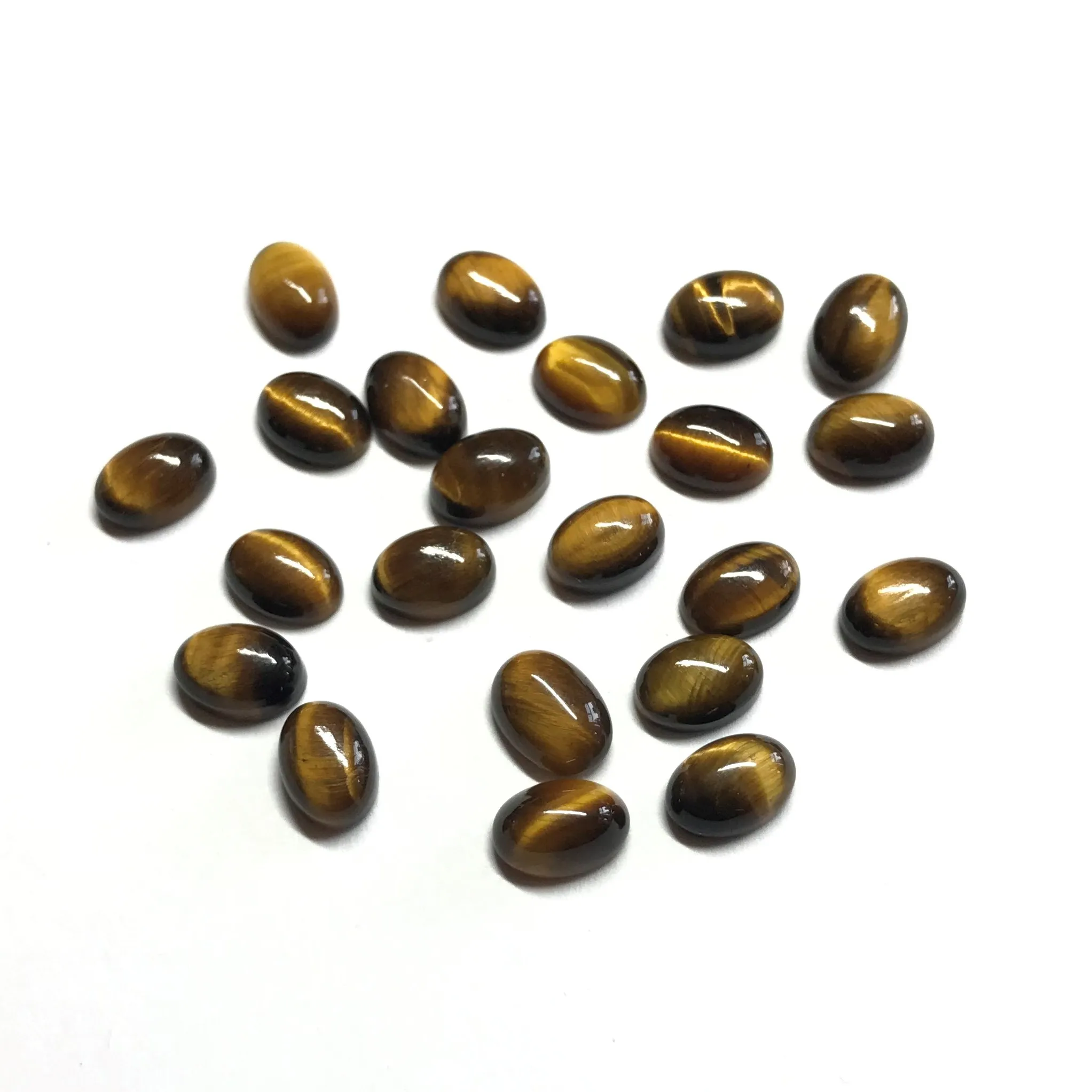 Flat Back 7x9mm Natural Tiger Eye Oval Smooth Cabochon Gemstone IGI Certified Loose Semi-Precious Gemstone Calibrated Optical