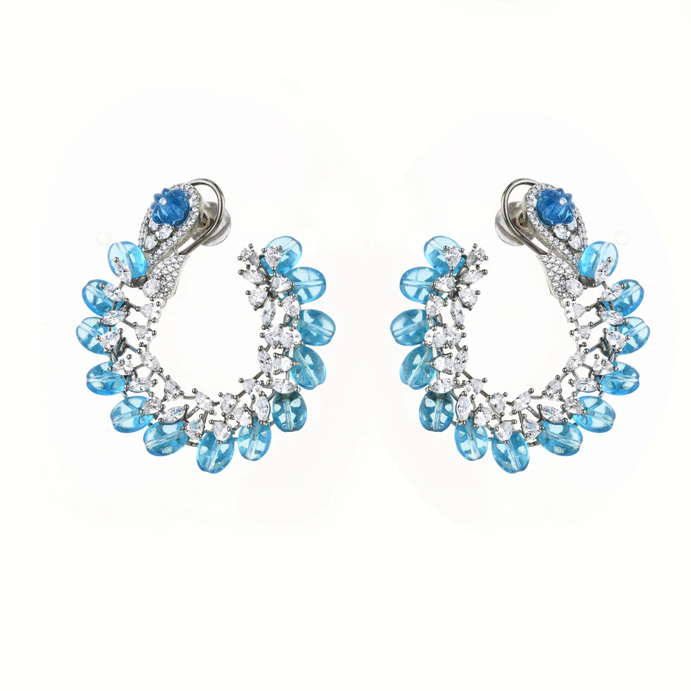 Wholesale The Hottest Selling American Diamond Chand Earring With Black Plating 423440 for Party Look