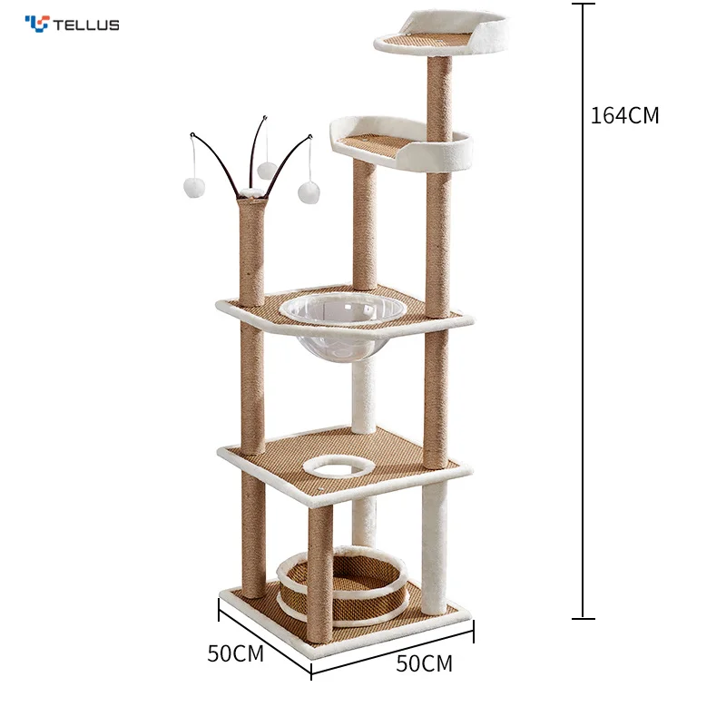 High Quality Manufacturer Plush Cat Tree Customize Large Climbing Frame Scratcher Components Wholesale Wood Cat Tree House Tower
