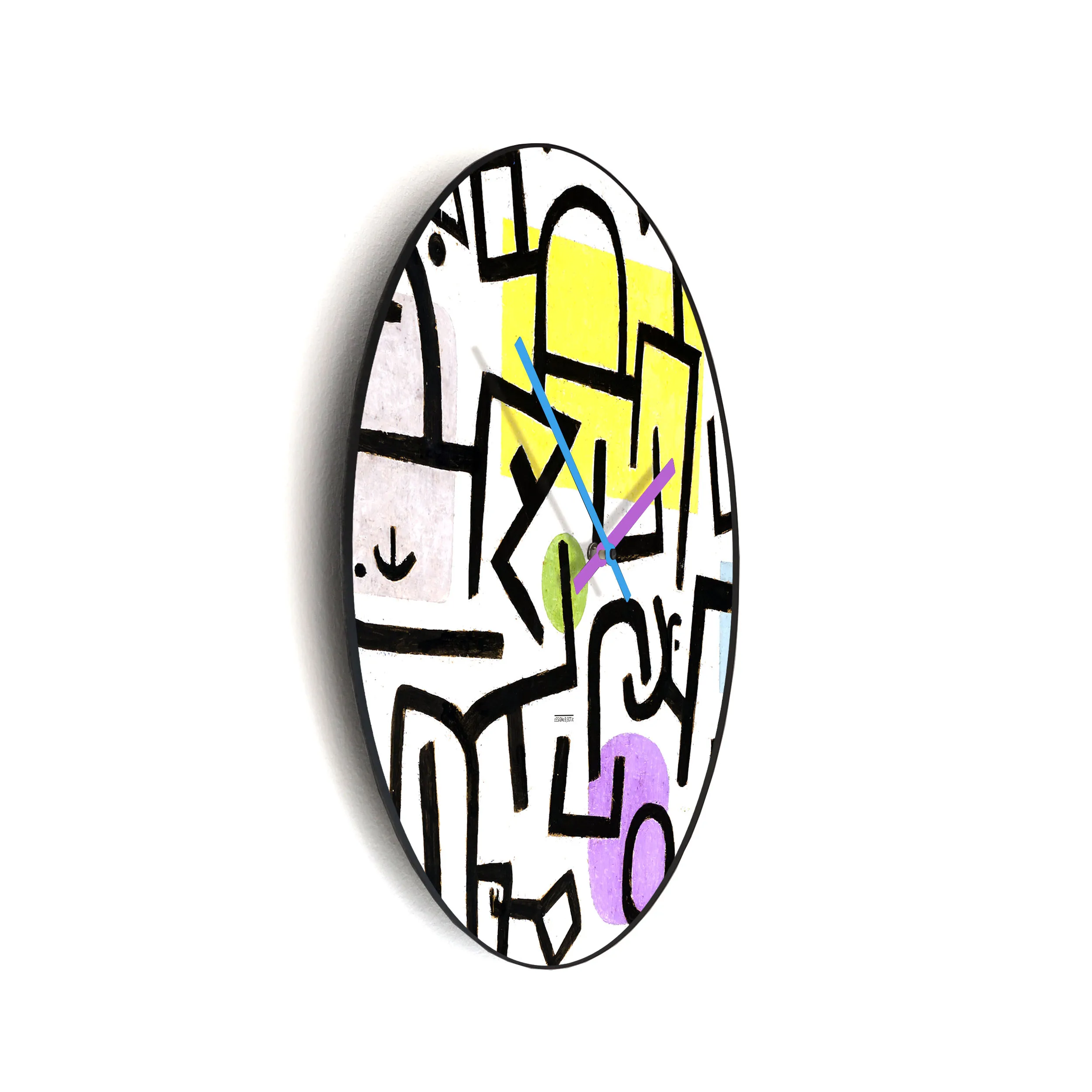 Large circular and colorful wall clock for office and living