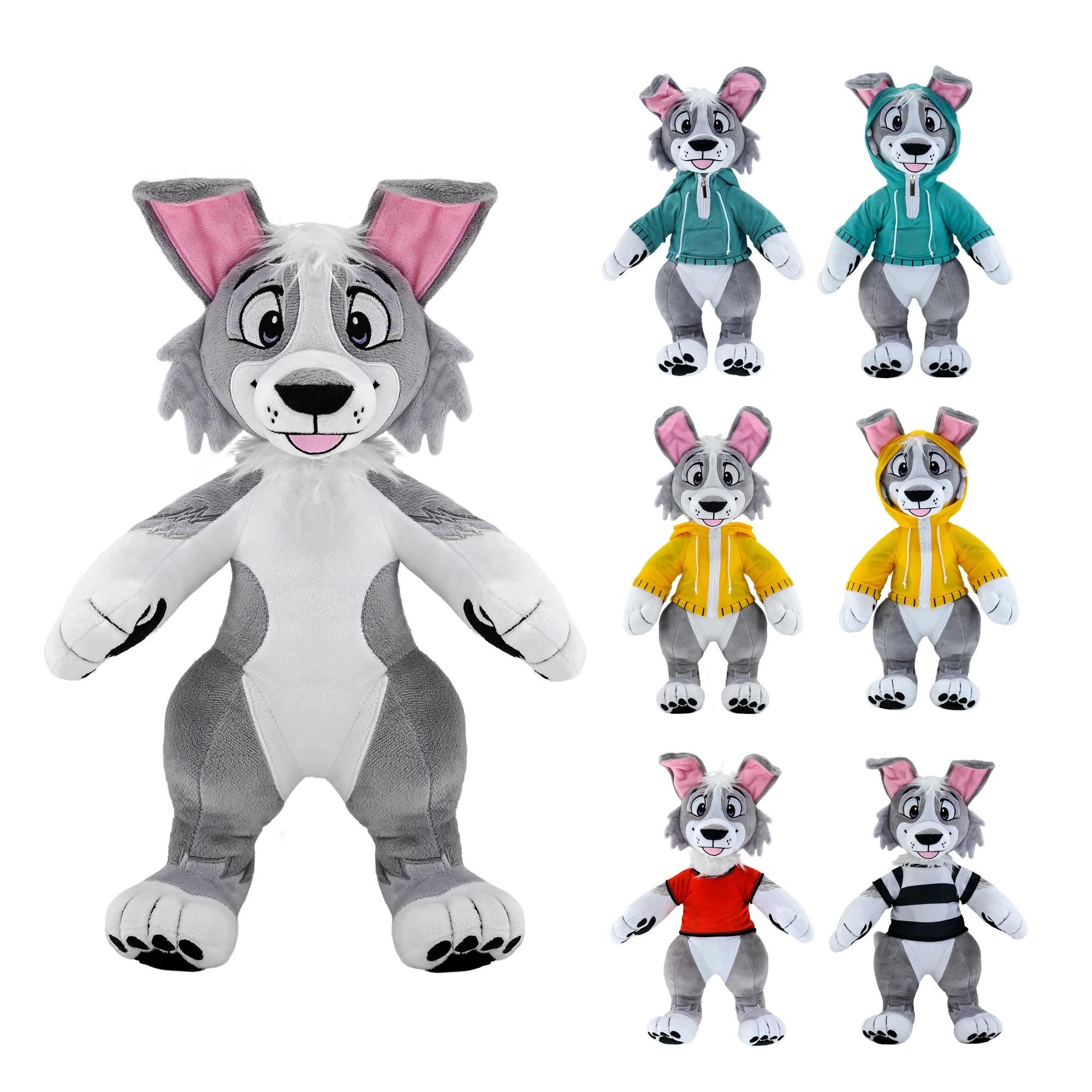 Fursona пушистый волк плюшевый индивидуальный набитый талисман логотип компании аниме плюшевые игрушки из меха зверя одежда куклы персонаж