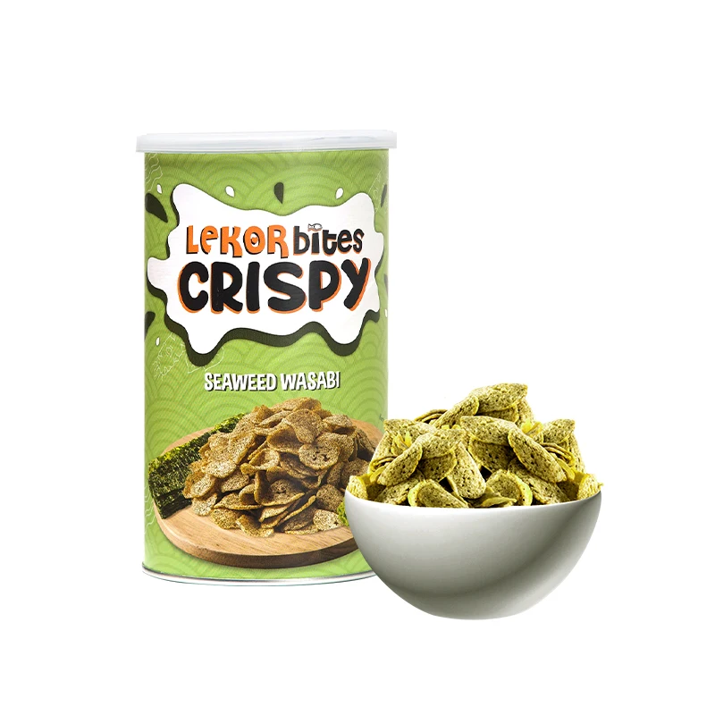 High Quality 200g Seaweed Wasabi Flavor Lekor Bites Crispy Seafood Snacks Made from 90% Fish Content