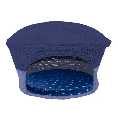 Pet house made from pp yarn crocheted Handmade light blue PP yarn hands knitting basket crochet basket kit for Pet