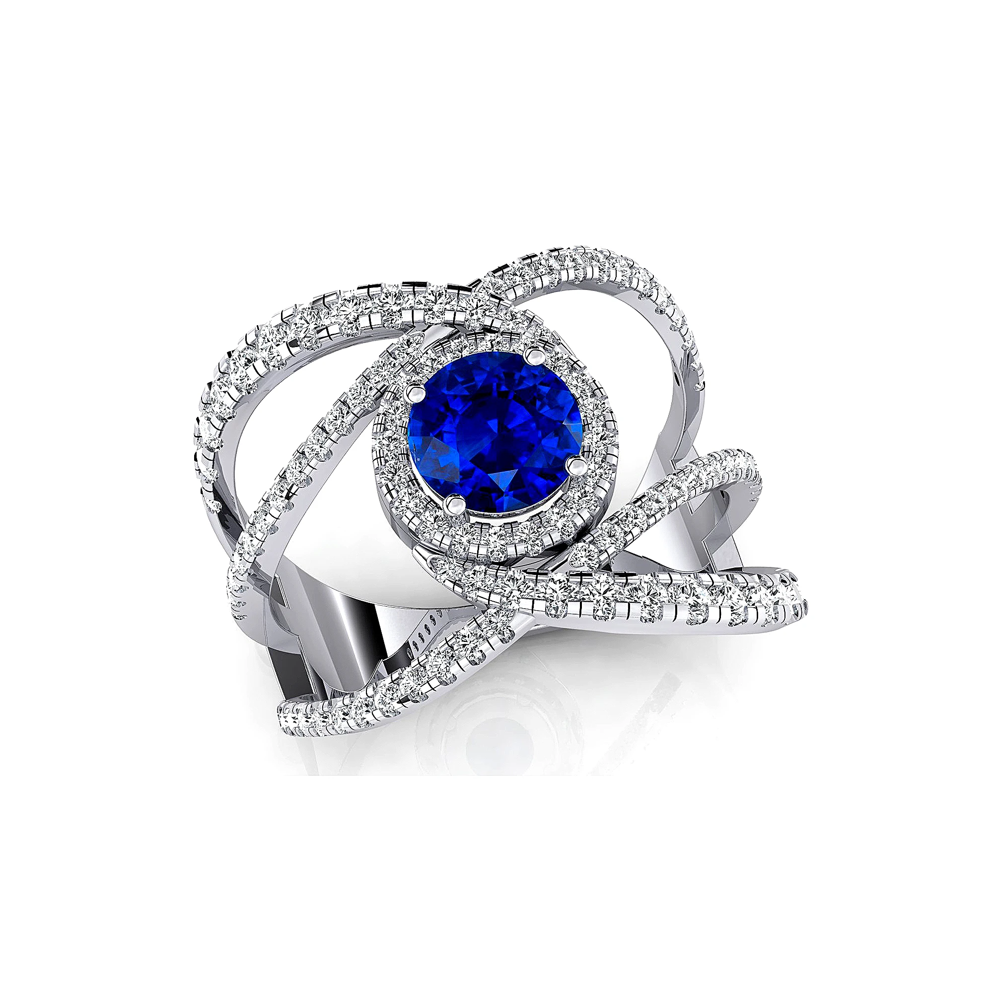 Natural Blue Sapphire Gemstone And Solitaire Diamonds Engagement Rings In 18k Solid Gold Luxurious Birthstone Jewelry For Her
