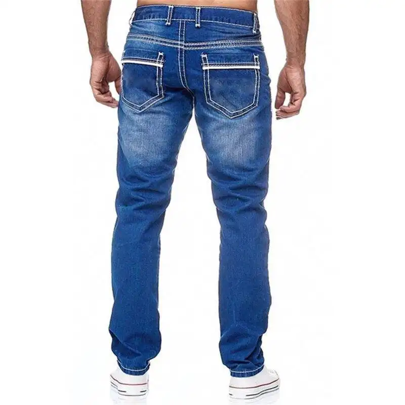 Jeans Denim Men Men Wholesale Jeans Custom Boy Denim Fabric Leisure Straight Tube Hole Men 2023