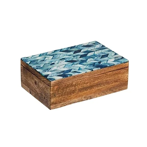 Маленькая декоративная коробка ручной работы с инкрустацией в виде костей