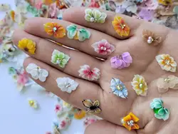 New Arrival  Bulk Kawaii Handmade Nail Art Charms 3D Design nail jewelry dried artificial flowers in acrylic water nail jewley