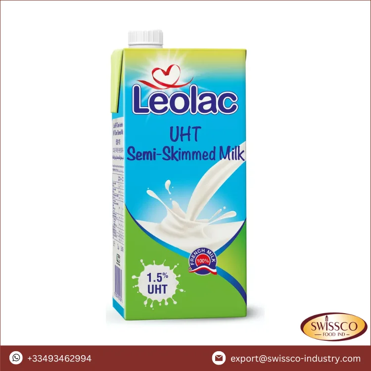 Made in France Good Quality Leolac 1.5% UHT Semi-Skimmed Lactose Free Milk With Screw Opener