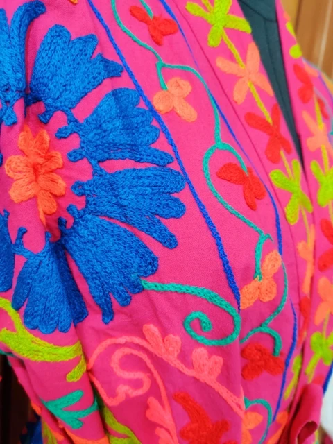 Colorful Uzbek Indian Cotton Jackets Hand Embroidery Suzani Jacket Winter Coat Bohemian Style Overcoat Handmade Unisex Jacket