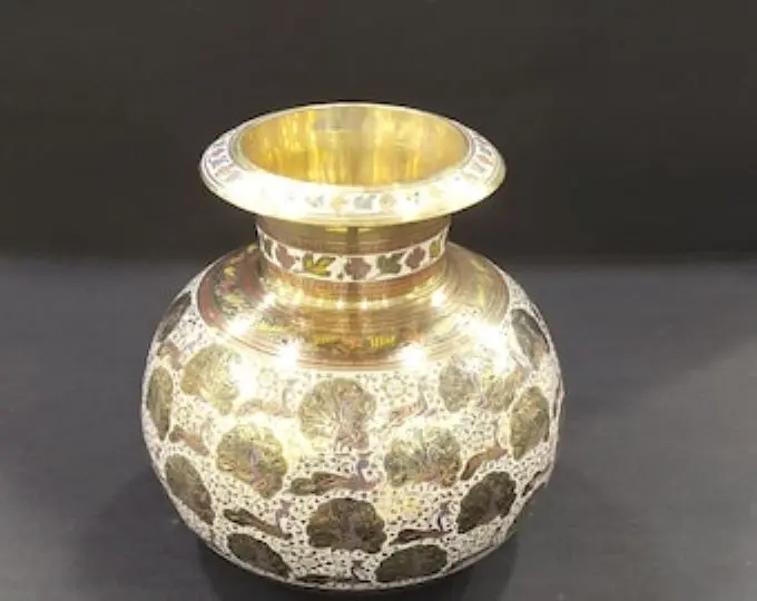 Pooja Kalash from a great selection at Home & Kitchen Store Puja Articles Pure Copper Gold Plated lota for Pooja  Brass Kalash