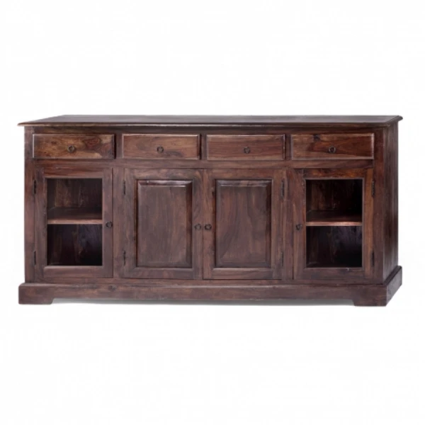 Best Quality Solid Mango Wood Storage Cabinet Indian Wooden Furniture Multi-Drawer Doors Home Living Room Hotel-Quality Metal