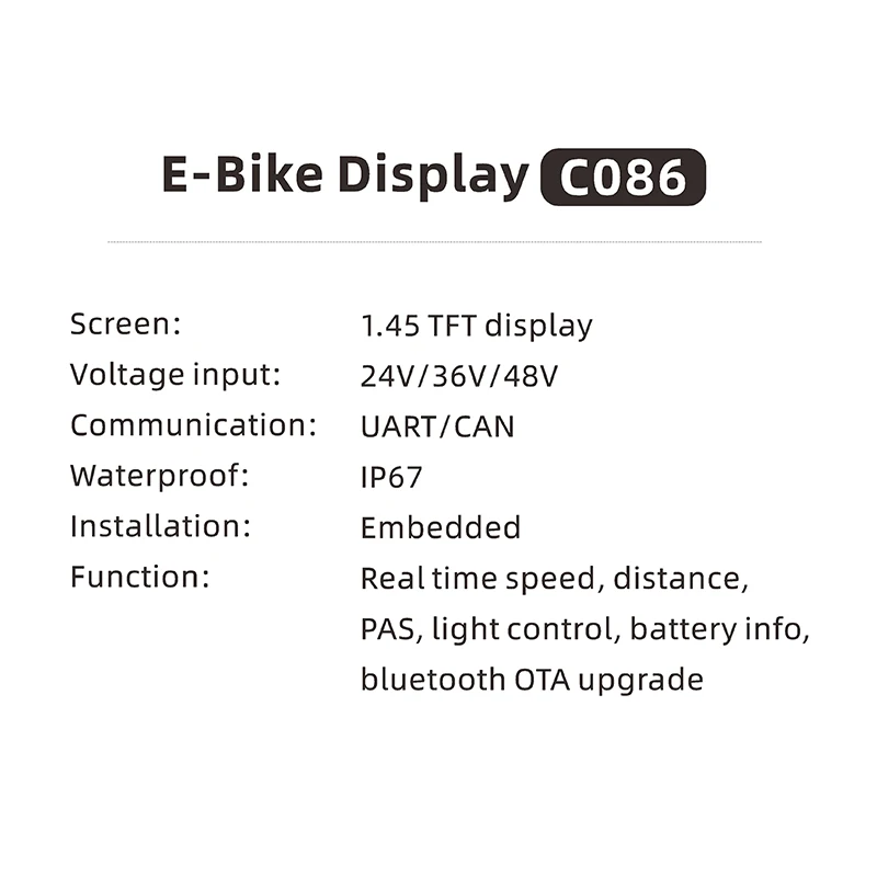 Fitalent C086 Ebike Display Meter Handlebar Embedded Electric Bicycle Computer
