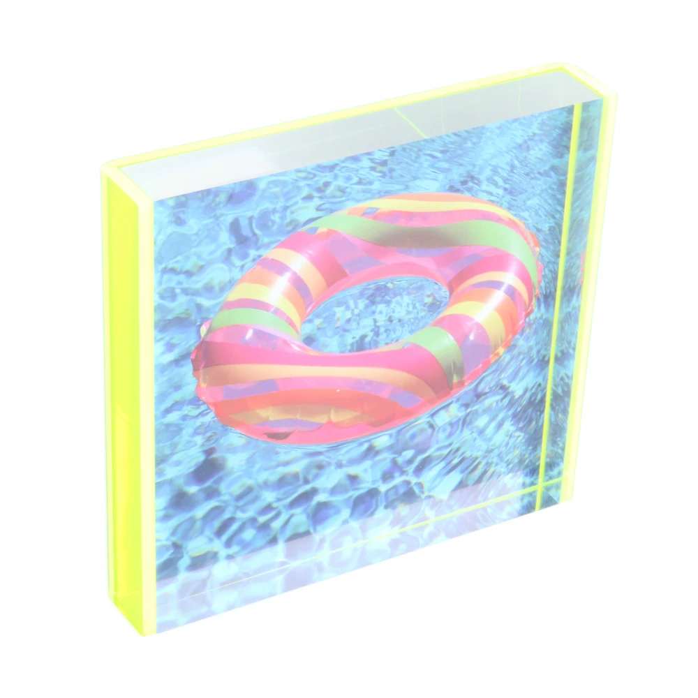 Mini Picture Frame Sliding Neon Orange Acrylic Block Photo Frame Polaroid Lucite Photo Frames