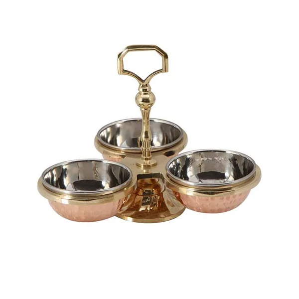 Custom Shape Decorative Handmade Design Melamine Finishing Fruit Salad Serving Bowl Aluminium Metal Rounded Sweet Serving Bowl