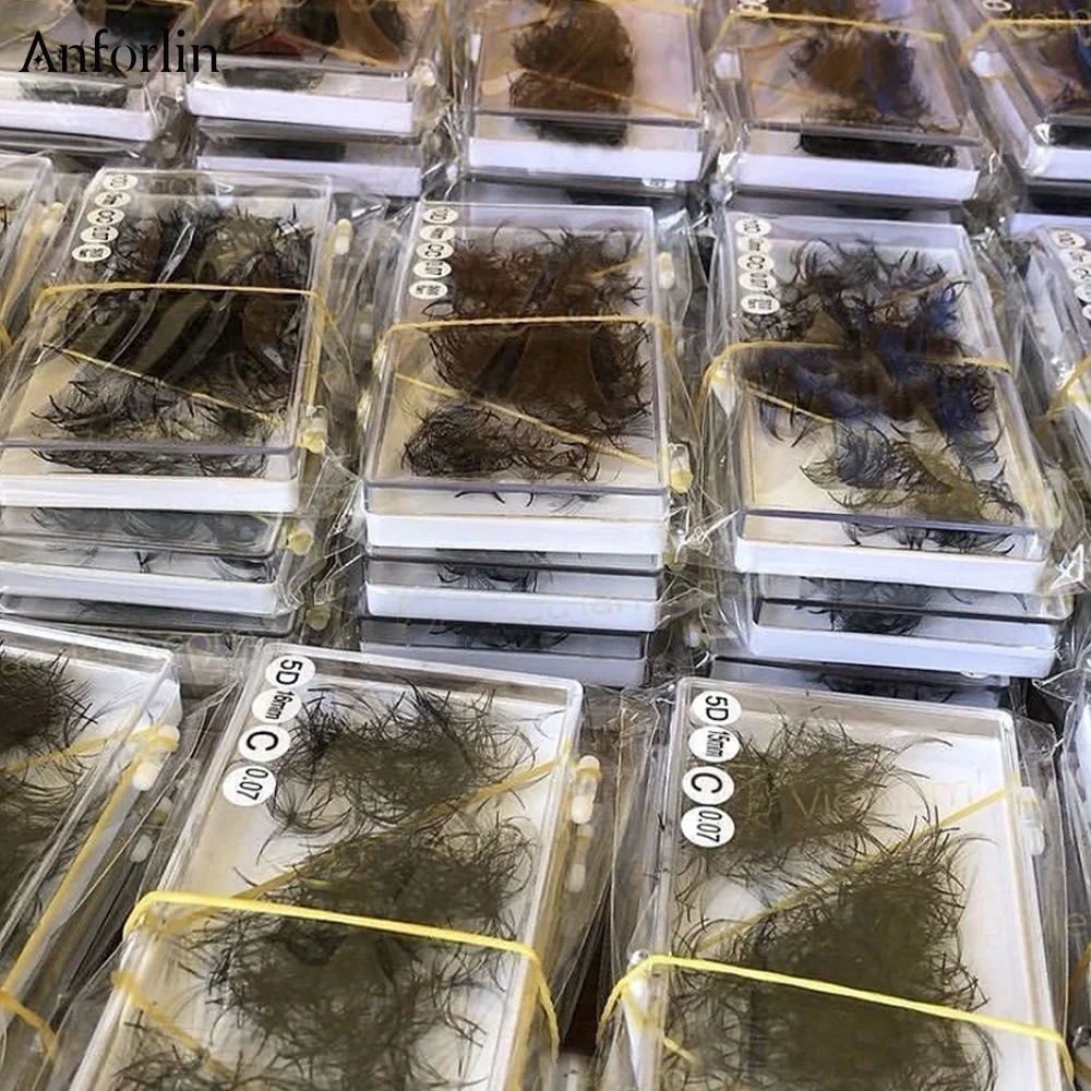 Korean pbt fiber 20d loose pro made fans eyelash extensions 1000 pre made volume fans eyelash extension trays vendor