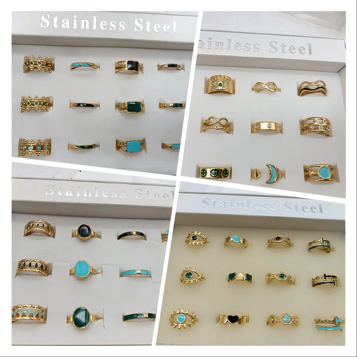Wholesale Cheap Mixed Women Finger Adjustable Rings Set Wedding Engagement Jewelry Bulk Women Stainless Steel Ring