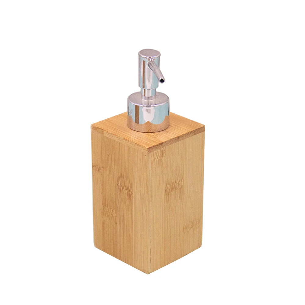 Natural Bamboo Lotion Spray Bottle Liquid Soap Shampoo Dispenser Square Bottle