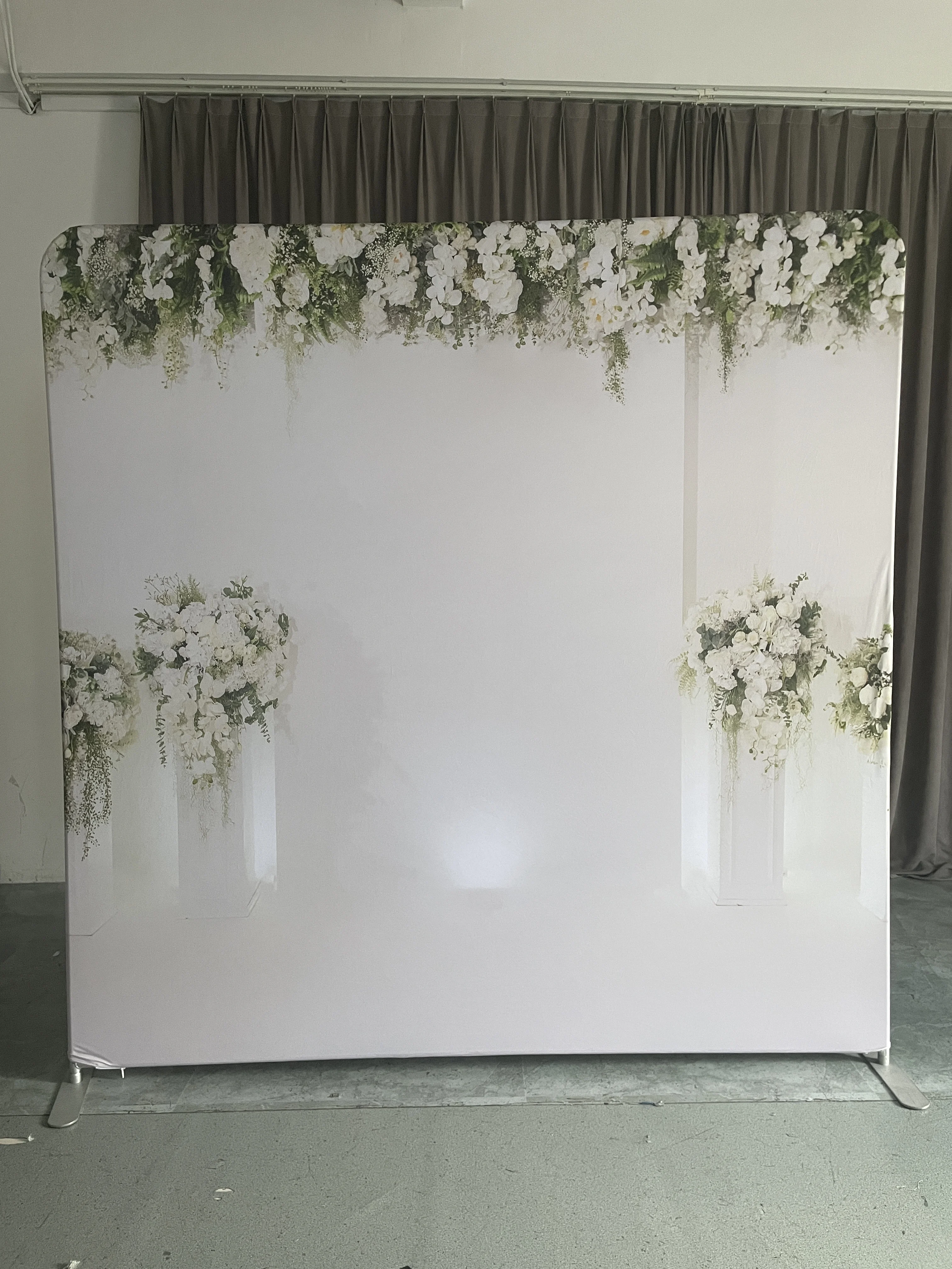 8ft x 8ft straight collapsible aluminum tube frame fabric printing cover exhibition photo booth backdrop wall stand