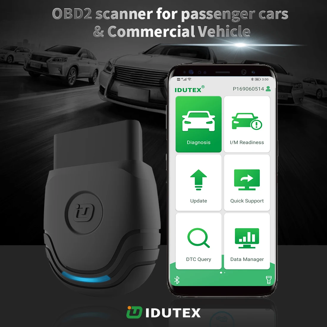 Idutex TPU-300 obd 2 bluetooth scanner all cars