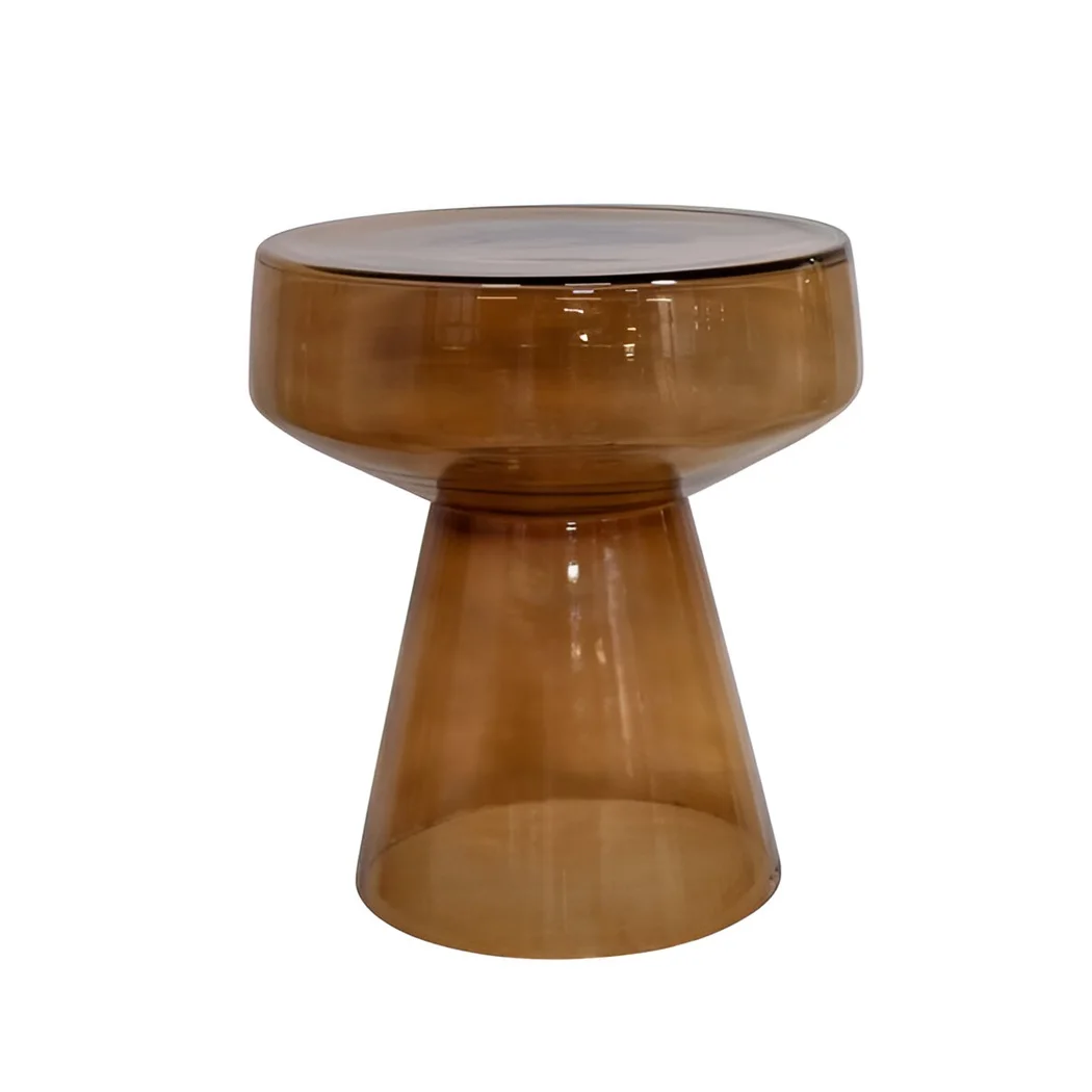 Orange color Full Glass Customized Coffee Serving Table For Home And Living Space Round Shape Various Colors Side Tables