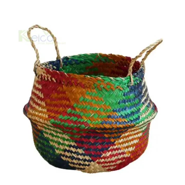 Wicker Colorful Seagrass Storage Basket Handmade for Home Restaurant Hotel Decoration Natural Eco-Friendly Made in Vietnam