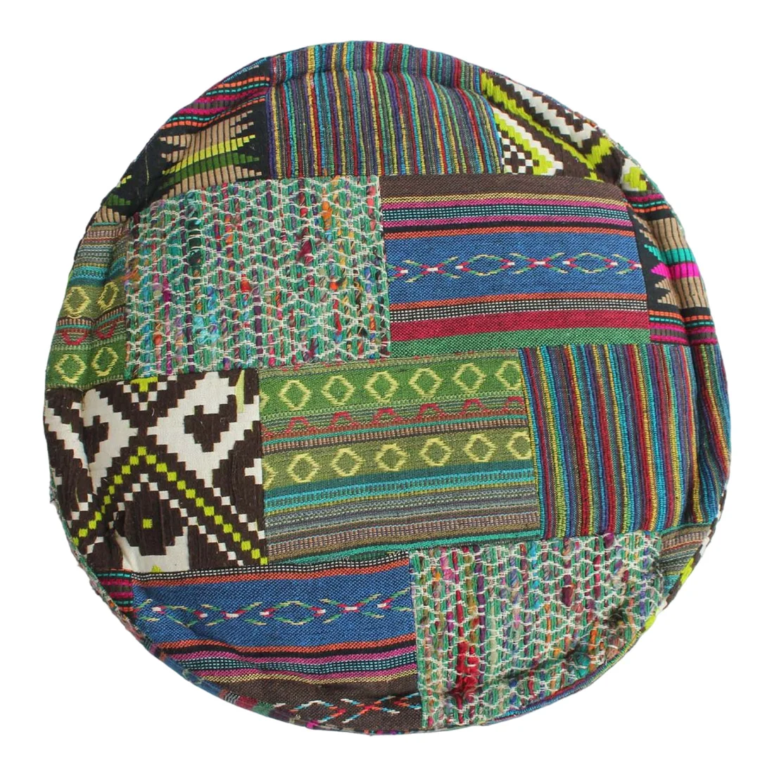 Hot selling round decorative ball pillow Handmade soft velvet woven patchwork pouf Cushion sofa for Home decoration multipurpose