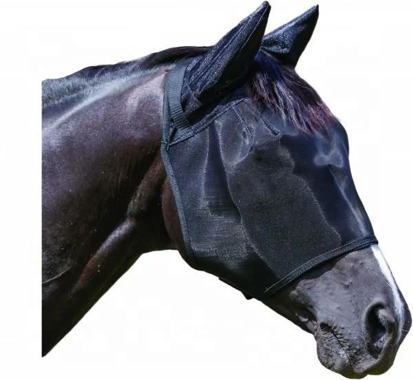 Adjustable mesh Horse Fly Bonnet Black Protects small flies fleece padding full face fly veil perfect for horses India