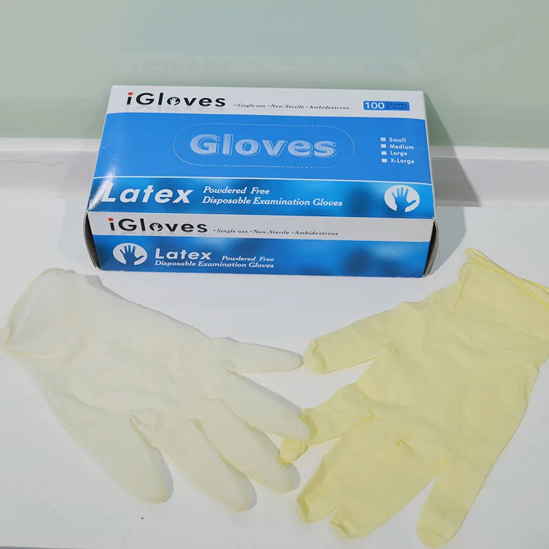 Malaysia Manufacturer Light Powder Latex Glovees Disposable Powder Free Cheap Latex Examination Glovees Non Sterile