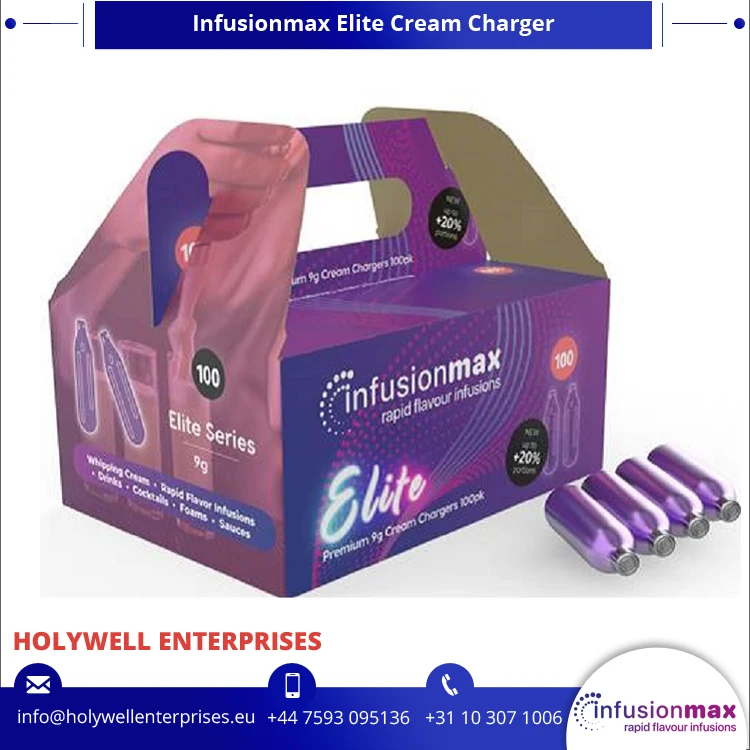 Best Quality Supplier Dessert Tool 9gx100 Pack InfusionMax Elite Cream Charger for Wholesale Purchasers