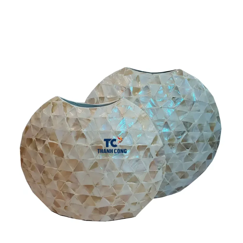 2023 High quality Mother of pearl Vase Capiz Shell Ramadan for home decor MOP vase for display Vietnamese manufacturer