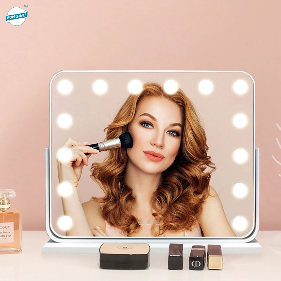 High-End Vanity Mirror Wall Mounted Beauty Mirror Led Retro Bathroom Custom Makeup Mirror Hollywood With Light Bulb