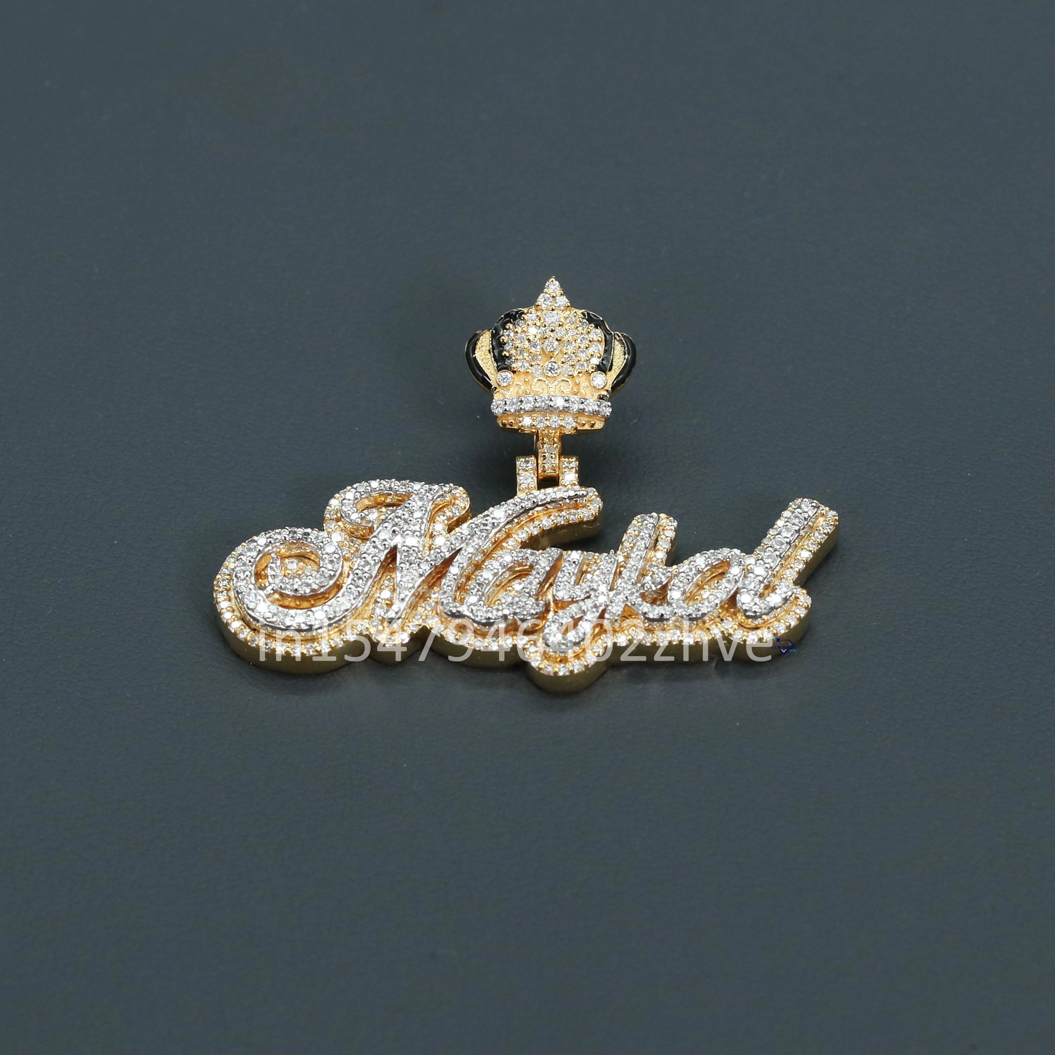 14kt solid yellow gold lab grown diamond pendant unique and small diamond pendant luxury name plated looking diamond jewelry