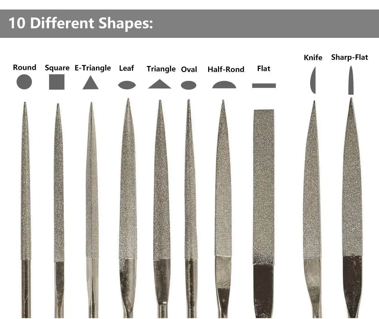 10 Piece Mini Diamond Needle File Set 2x100mm Small Metal Files Jewelry Files Glass Wood Stone Jewelry Precision Hand Tools