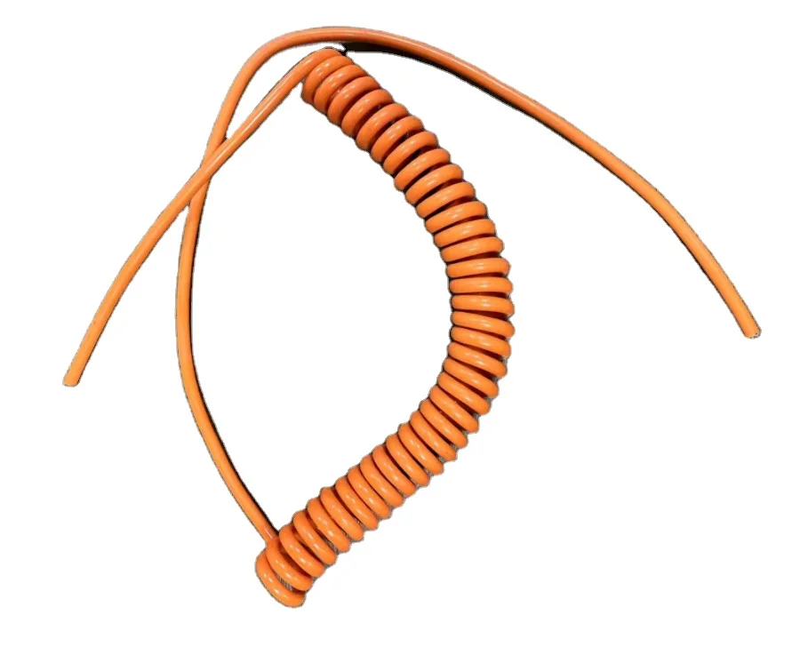 OEM ODM 7 core bright surface handle wire PU spring cable  multi-core processing custom spiral wire
