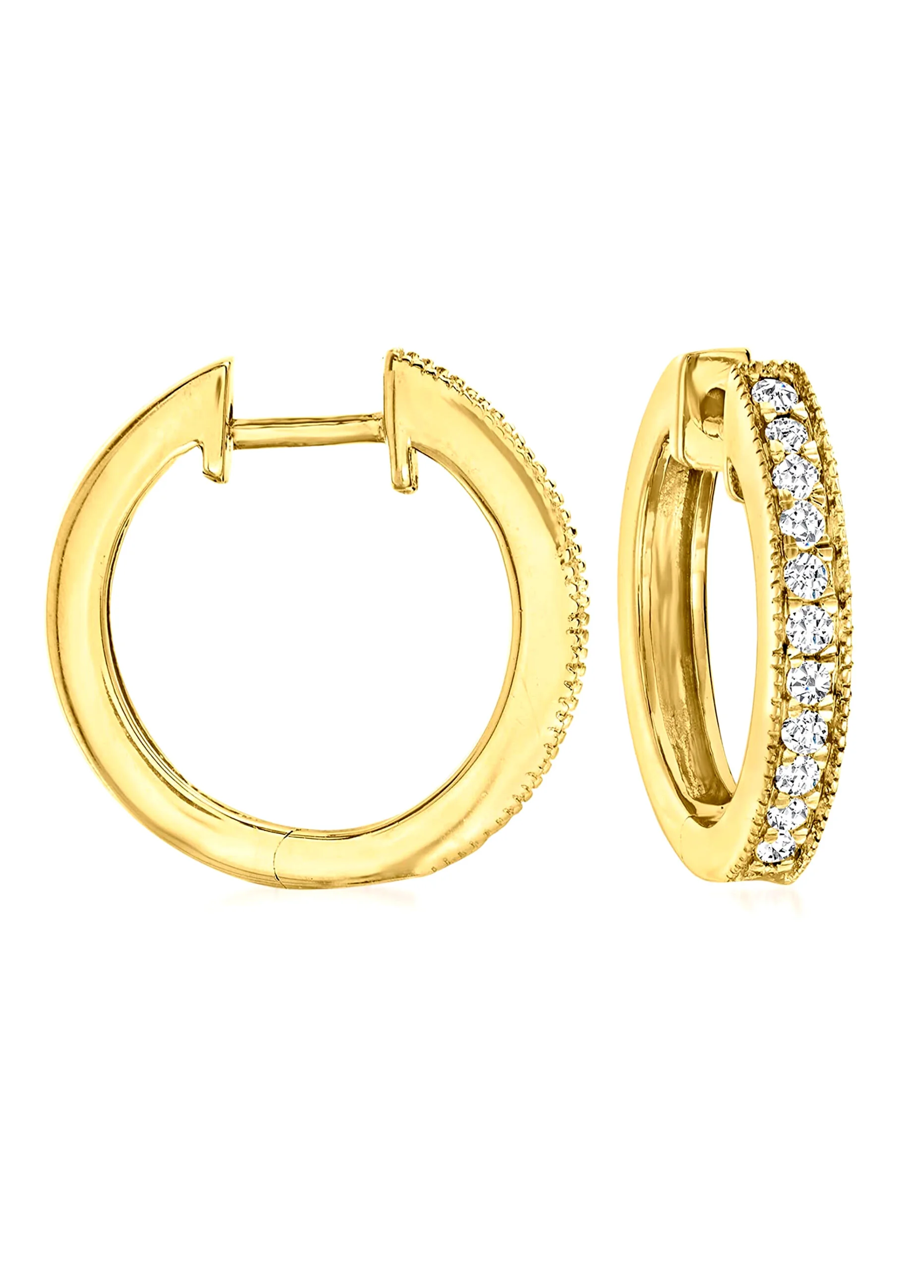 Hot Selling 0.25 ct.tw Round Cut Diamond Hoop Earrings 14k Solid Gold Metal Luxury Style Diamond Hoop Earrings