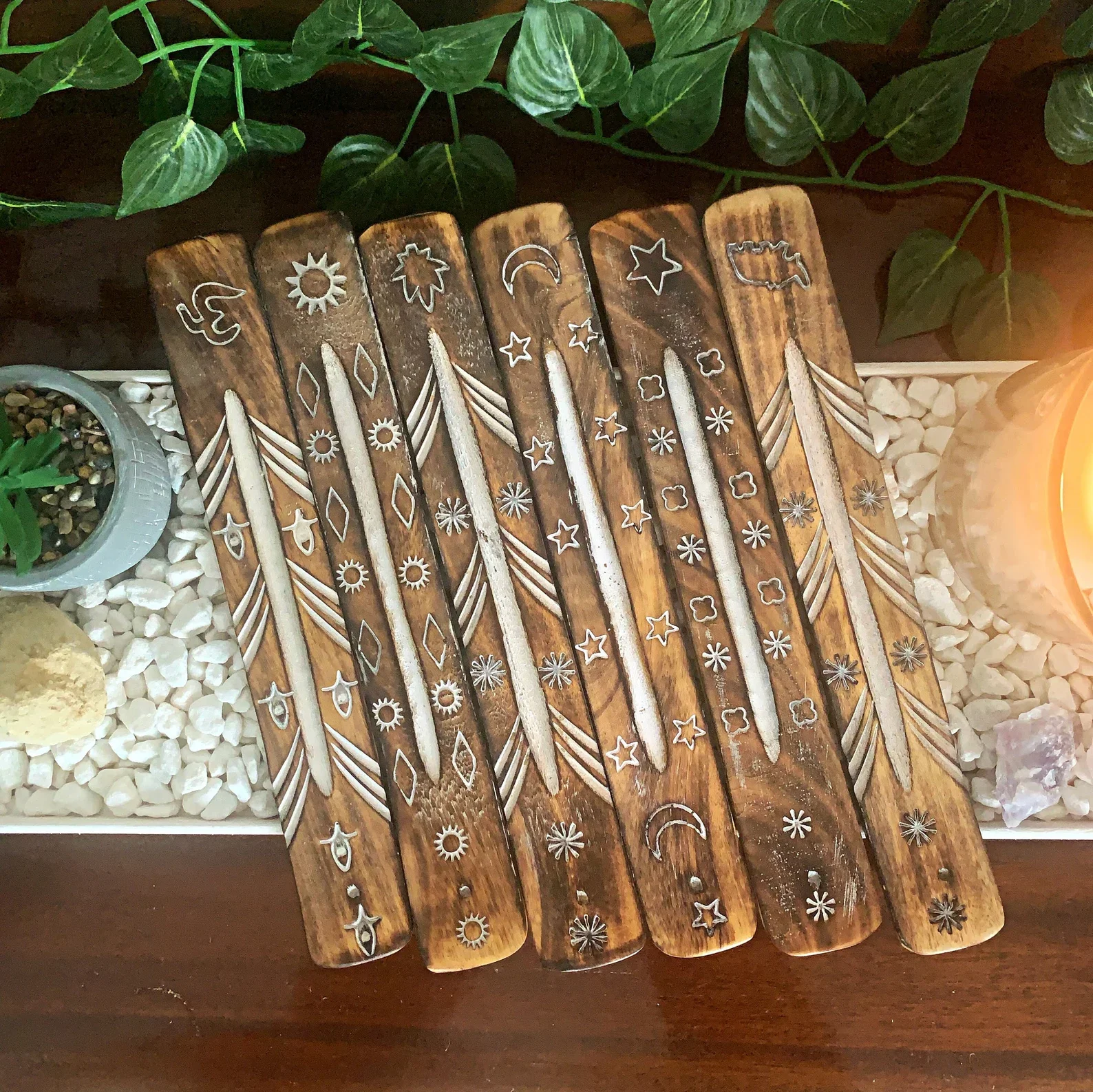 Hand Crafted Wooden Incense Burner Ash Catchers Religious Incense Stick Holder Incense Stand from India Mango Wood From India