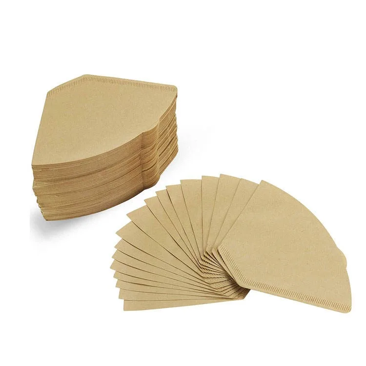 New hot selling custom size brown white Natural Unbleached # 4 Cone V shape Coffee Filter paper