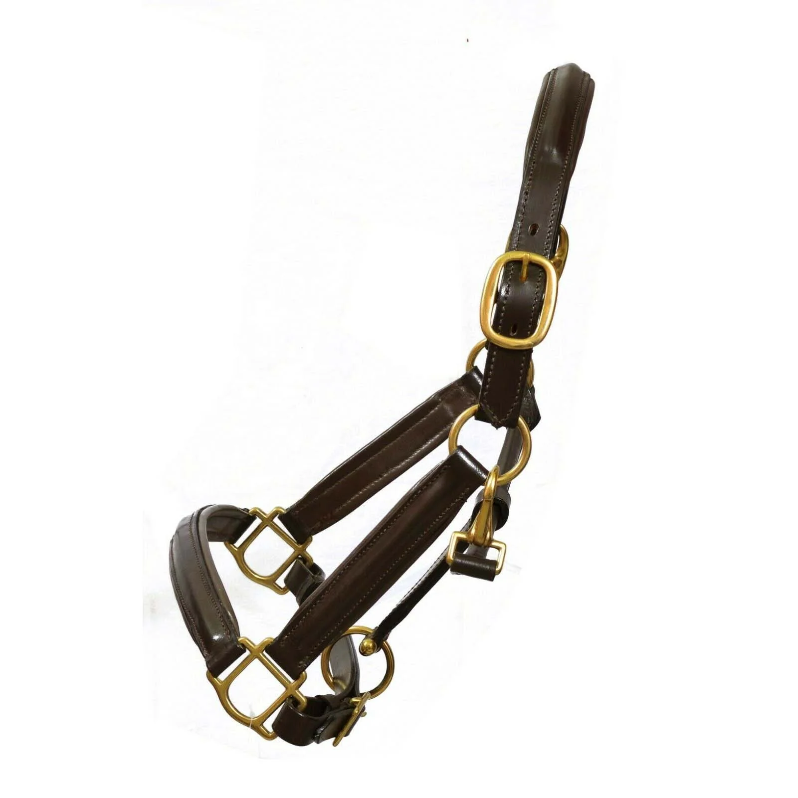 Best Buy Wholesale Equestrian Horse Leather Headcollar Halter Custom Brown Havana Color Softy Padded Solid Brass Fittings