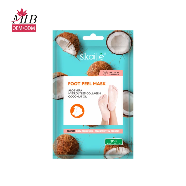 OEM Private Label Organic Removal Calluses Crack Moisturizing Natural Peeling Exfoliating Coconut Foot Peel Mask