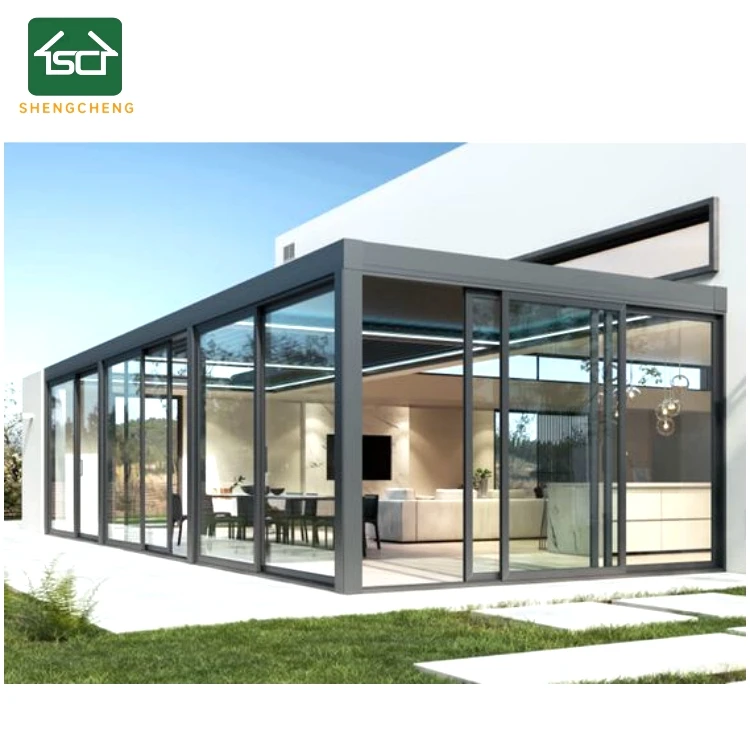 European  Modern Design  Aluminium Veranda  Sunrooms Kit Glass Panels Verandas Outdoor