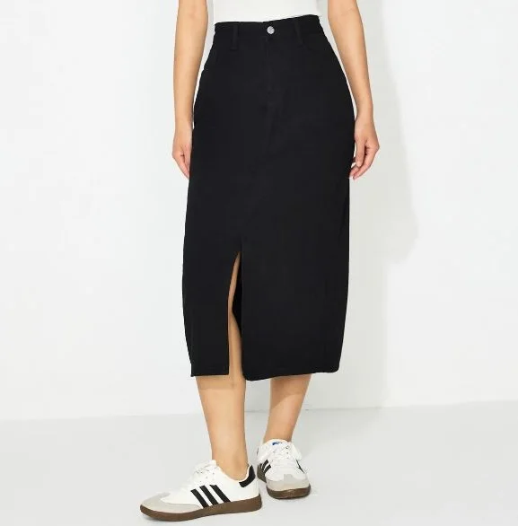 Trendy Heavy Quality Women Slit Denim Skirt In Non Stretchable Cotton Fabric High Waist At Wholesale Prices