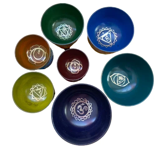 7 Chakra Tibetan Singing Bowl Set | Easy To Play Authentic Handmade For Meditation Sound 7 Chakra Healing by alif crystal