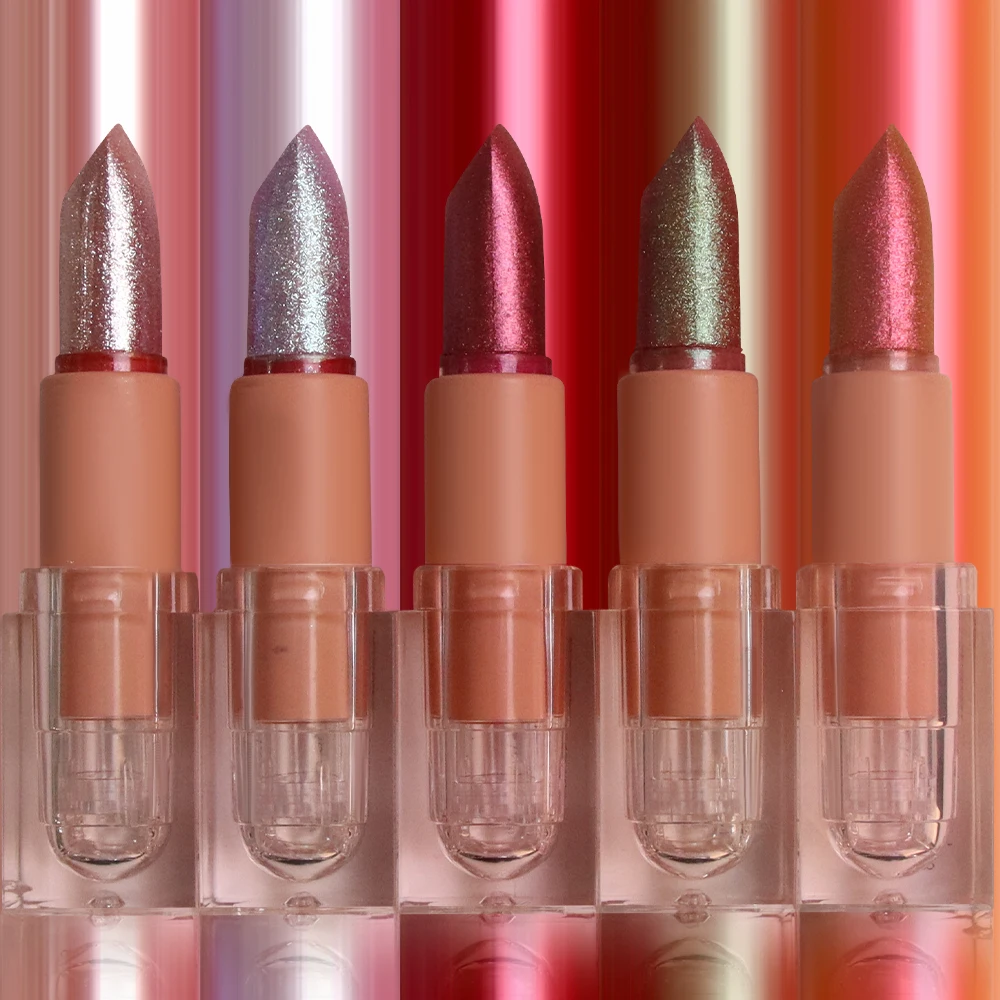 Waterproof Smooth Lipstick Multi-Color Cream Makeup Cosmetics with Mineral Ingredients Shiny Glitter Lipstick