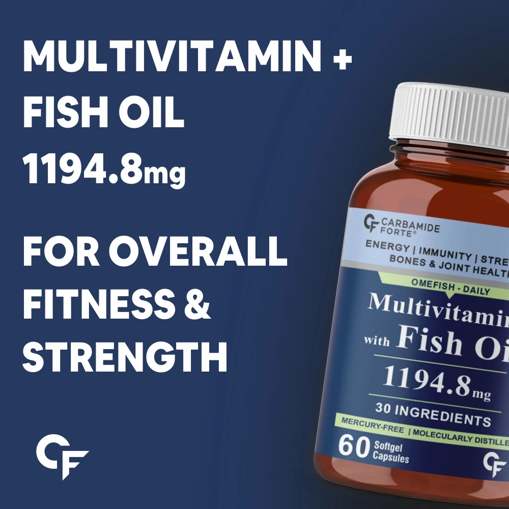 Fish Oil with Multivitamins, Antioxidants and Omega 3 to build immunity, boost energy, healthy hair & skin, joints & bones