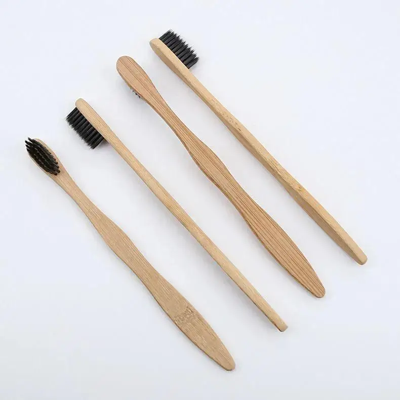 100% Eco-friendly Bamboo Wooden Toothbrush with Private Label BPA-Free Soft Bristle Orthodontic Charcoal Toothbrush