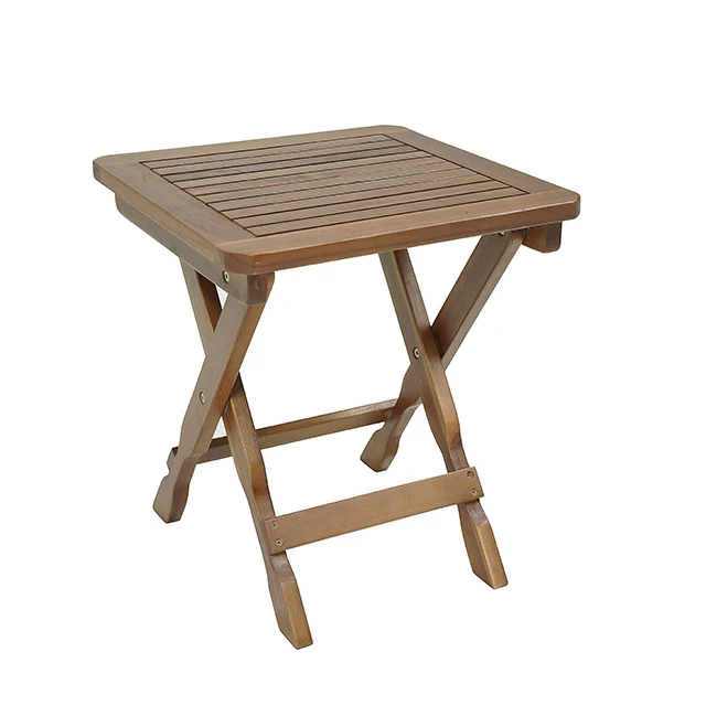 Folding Wooden Table Square Portable Wooden Folding Side Table Outdoor Acacia, Easy to Fold and Carry for Camping