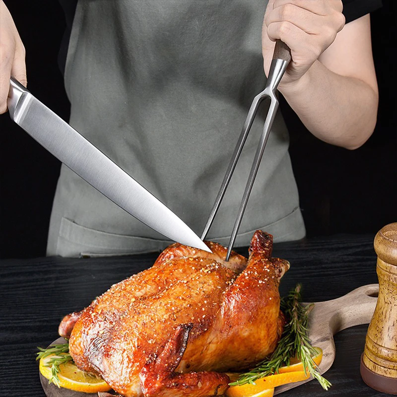 Немецкий высококачественный черный орех деревянная ручка 2 шт. профессиональный шеф-повар нож для резьбы по мясу вилка Наборы инструментов барбекю